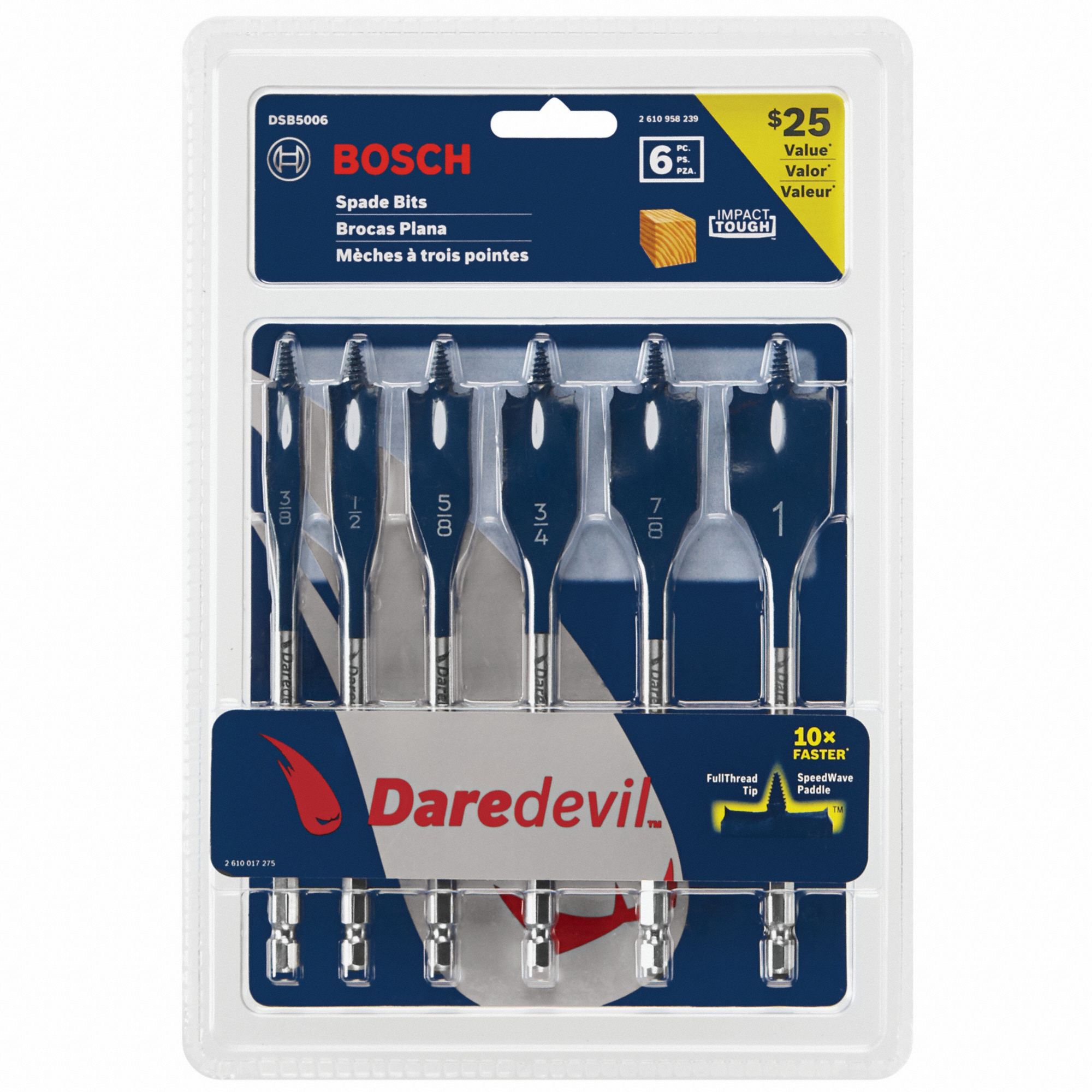 BOSCH DareDevil 6 Pc Spade Bit Set 44K641DSB5006 Grainger