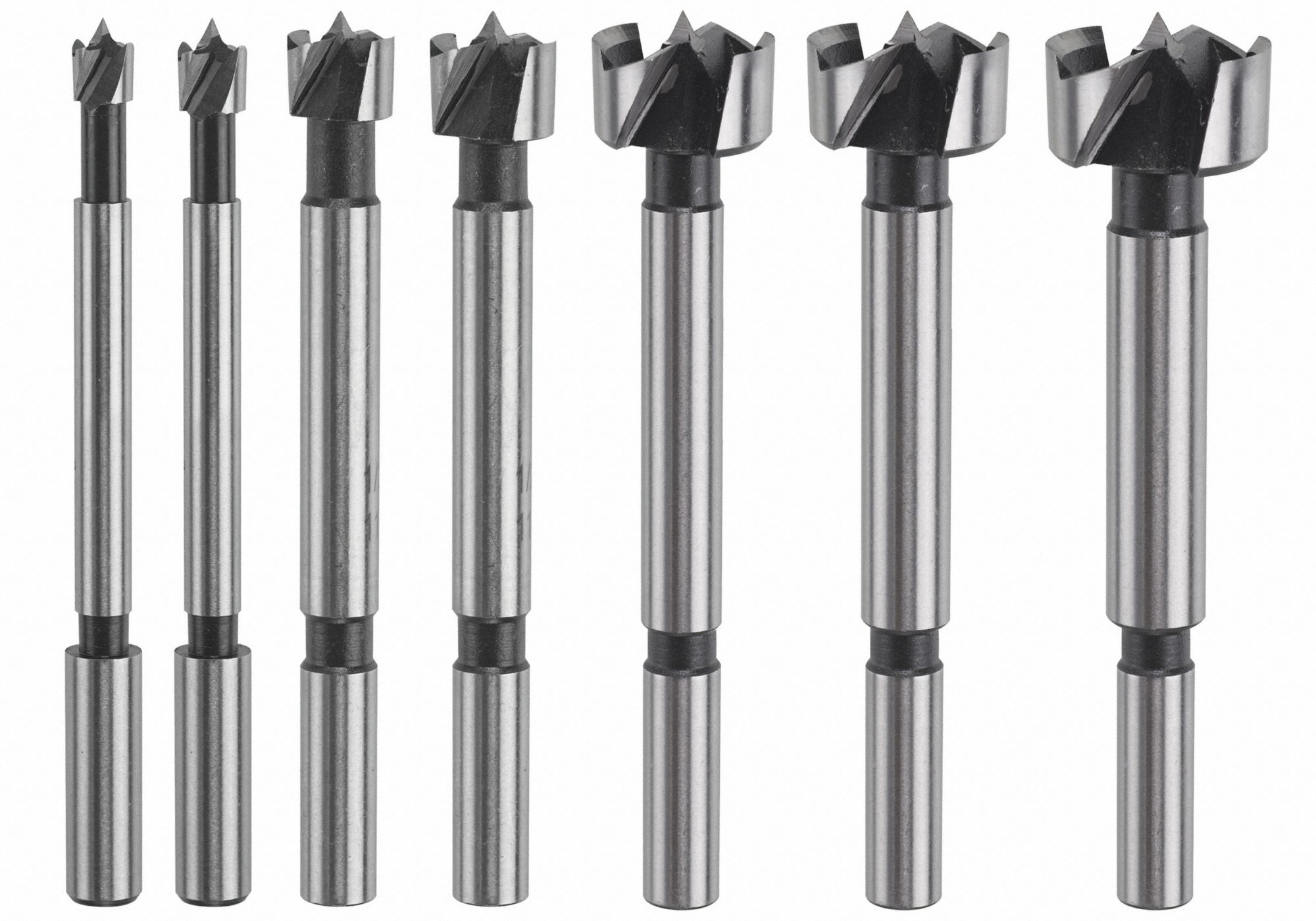 BOSCH Forstner Drill Bit Set 1 49/64 in Overall Lg, Straight Shank, 7