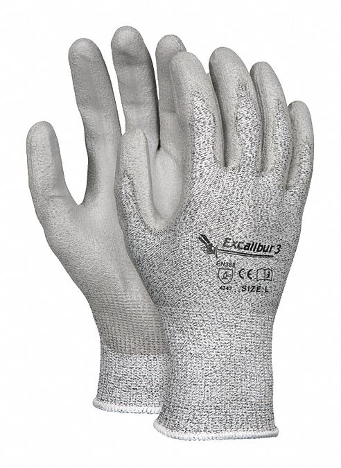 EXCALIBUR 3 Guantes a Cortes Gris - Guantes Resistentes a los Cortes 44KD48 EX3L - Grainger