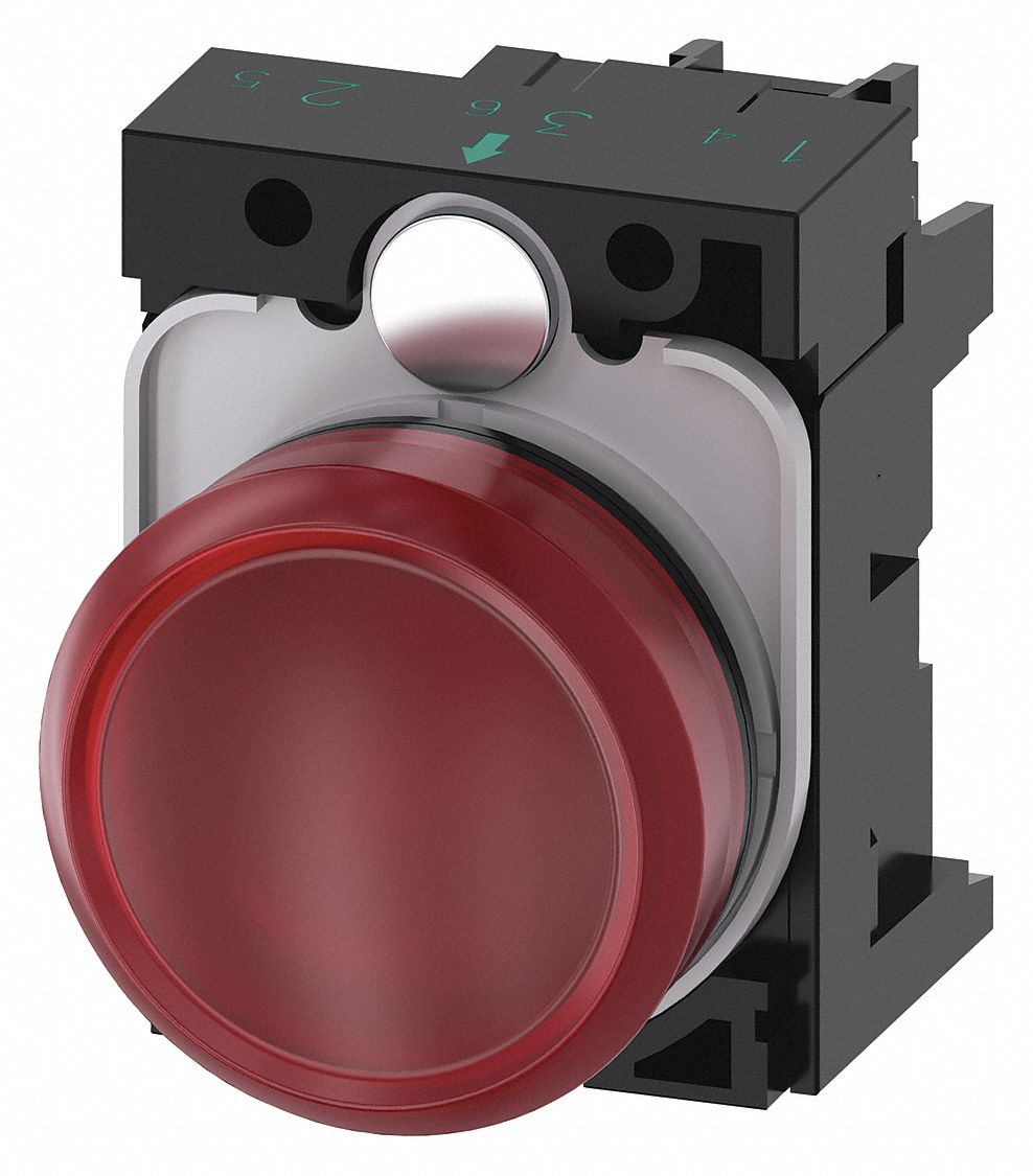 Pilot Light: 22 mm Panel Mounting Size, Red, LED, 24 V AC/DC Max Volt Rating (Supply)