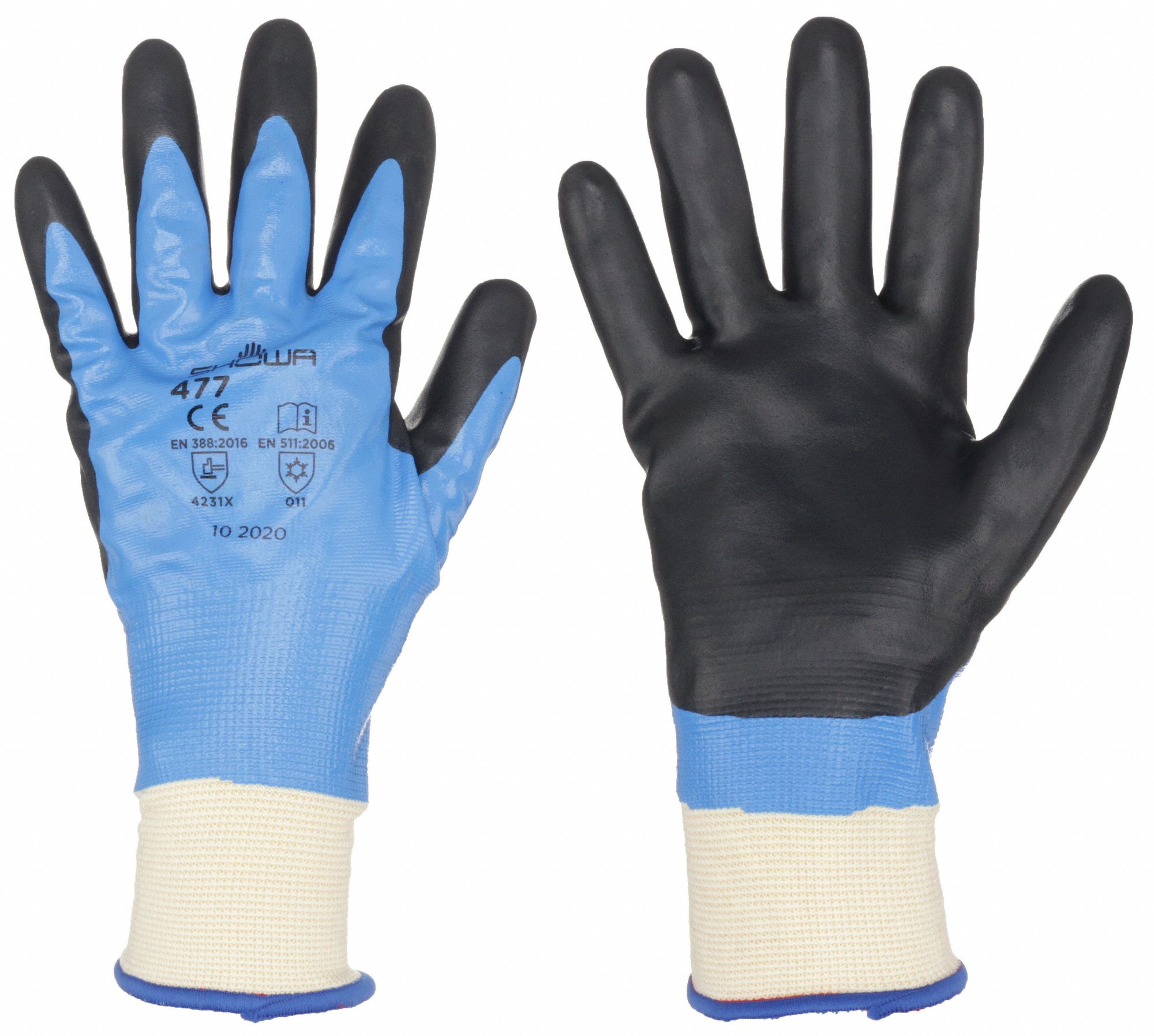 Coated Gloves: 2XL ( 10 ), Palm, Double Dipped, Foam Nitrile, Full, Foam Nitrile, Sandy, 1 PR