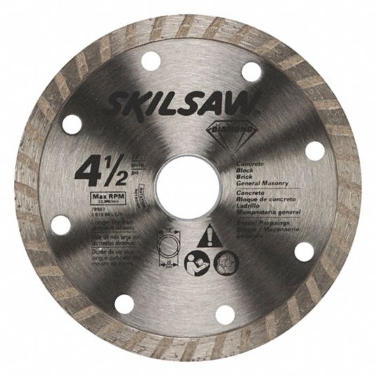 SKIL Angle Grinders, Diamond Saw Blade, 4 1/2 in Blade Dia., 5/8 in, 25