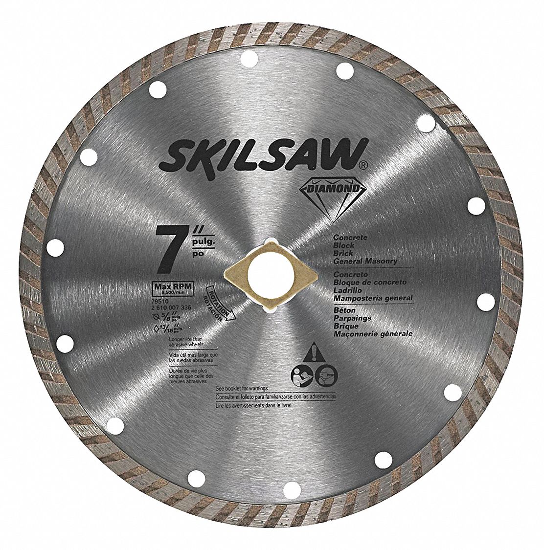 SKIL Angle Grinders, Diamond Saw Blade, 7 in Blade Dia., 7/8 in Arbor