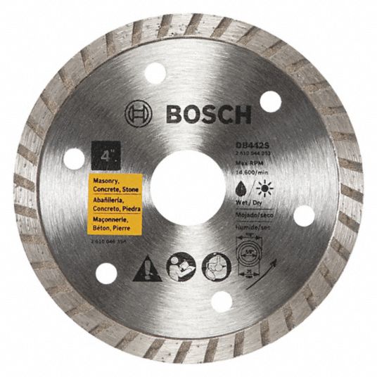BOSCH Angle Grinders, Diamond Saw Blade, Concrete, Masonry, Stone Materials Cut, 4 in Blade Dia