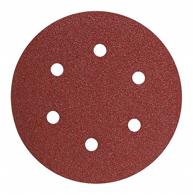 6In Sanding Disc 6-Hole Red 60 Grit, PK5