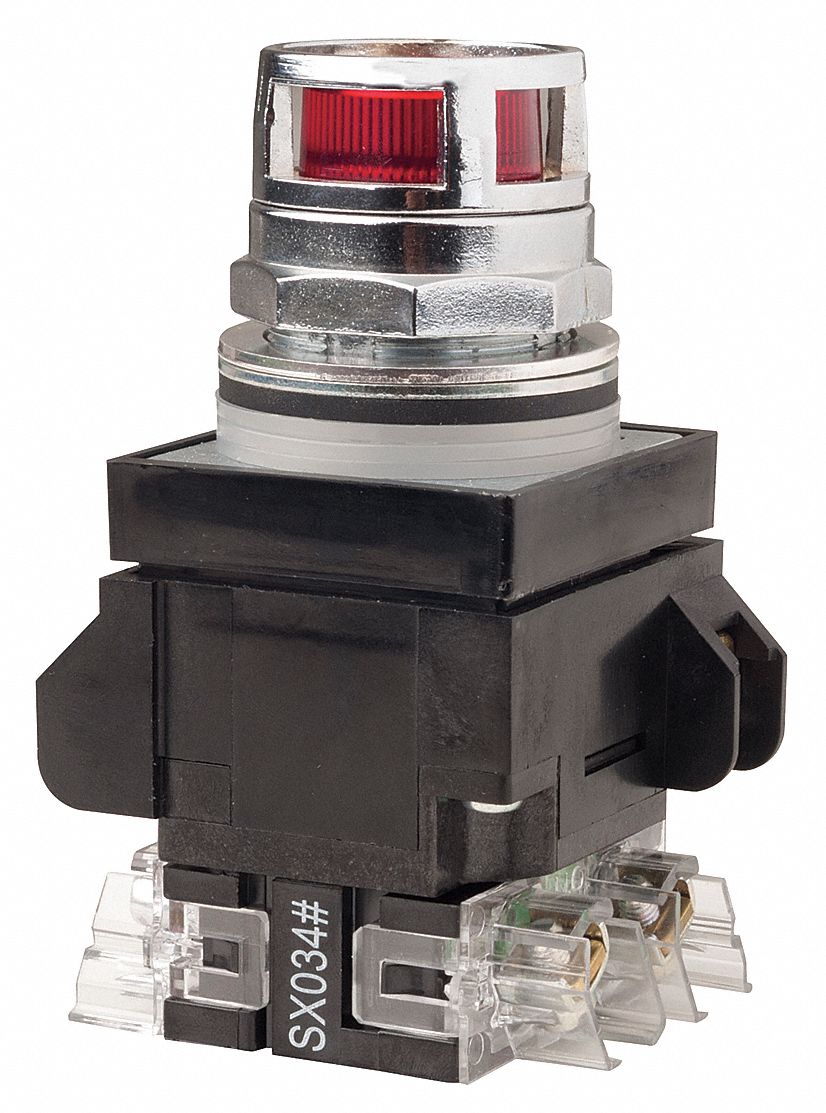 GE Illuminated Push Button Maintained / Momentary, Red, 120V AC, LED