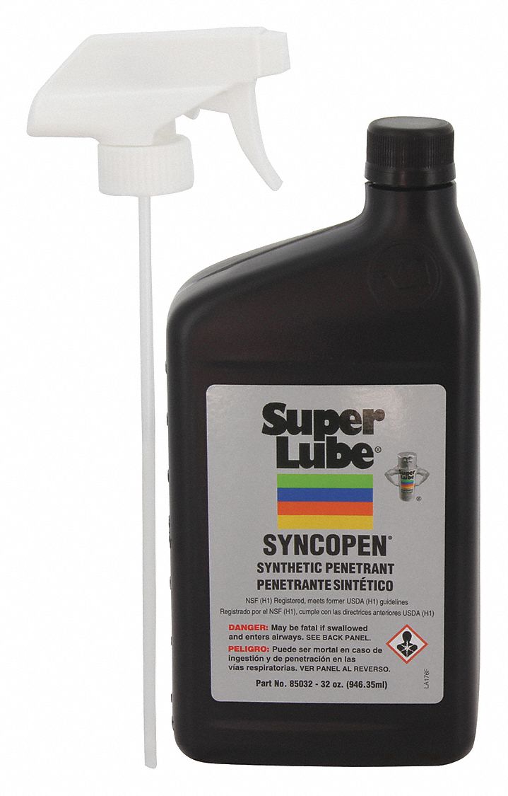 SUPER LUBE Lubricant, 30° to 200°F, Synthetic Oil, Net Fill 1 qt, Spray Bottle