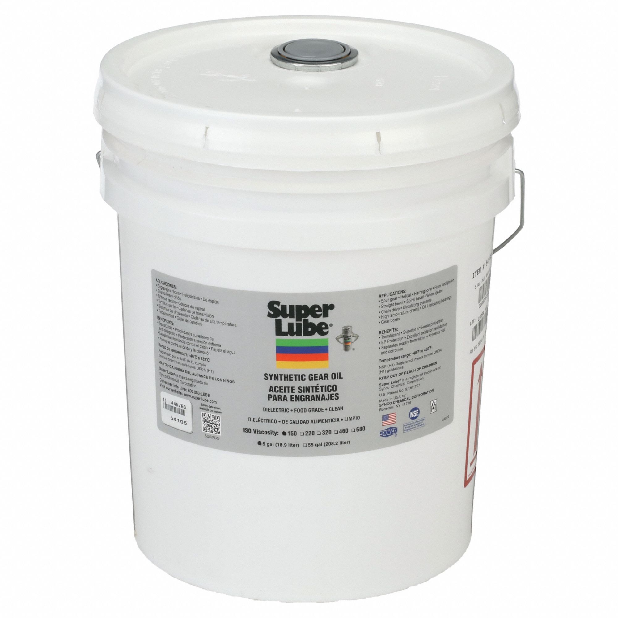 SUPER LUBE Aceite para Engranajes, Synthetic Gear Oil ISO 150, Tamaño del Contenedor 5 gal