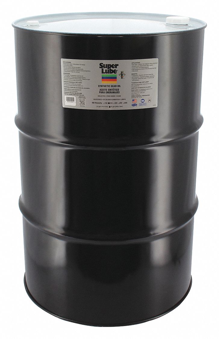 SUPER LUBE Gear Oil: Synthetic, SAE Grade 90, 55 gal, Drum, H1 Food