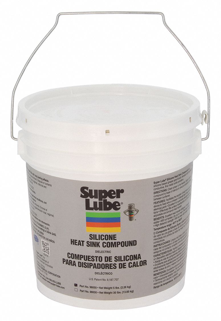 SUPER LUBE, 5 lb Size, White, Silicone Heat Sink Compound 44N788