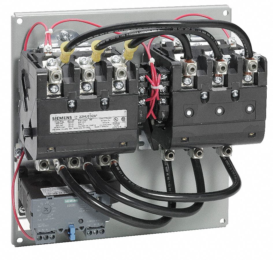 NEMA Magnetic Motor Starter: Reversing, 3 Poles, NEMA Size 3, 90 A, 120V AC Coil