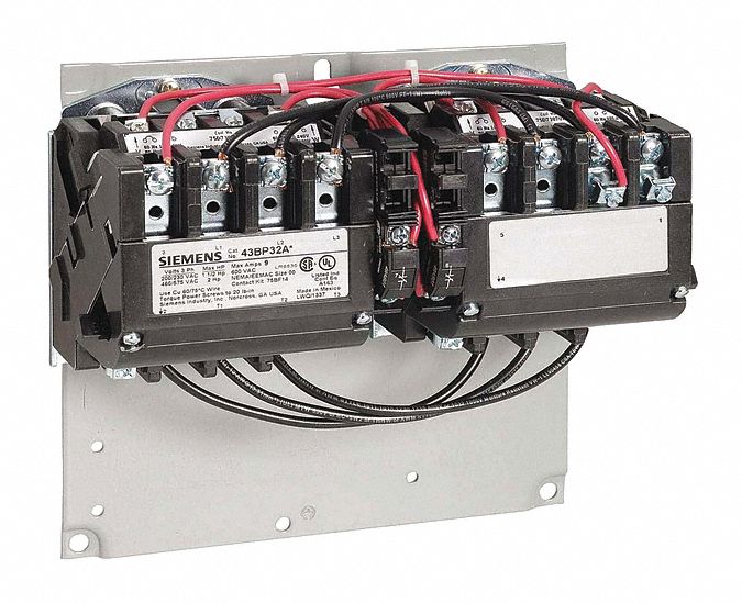 NEMA Magnetic Contactor: Reversing, 3 Poles, NEMA Size 0, 9 A, 120/240V AC (Dual Rated)