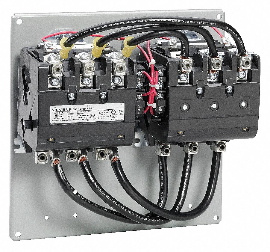 NEMA Magnetic Contactor: Reversing, 3 Poles, NEMA Size 3, 90 A, 120V AC