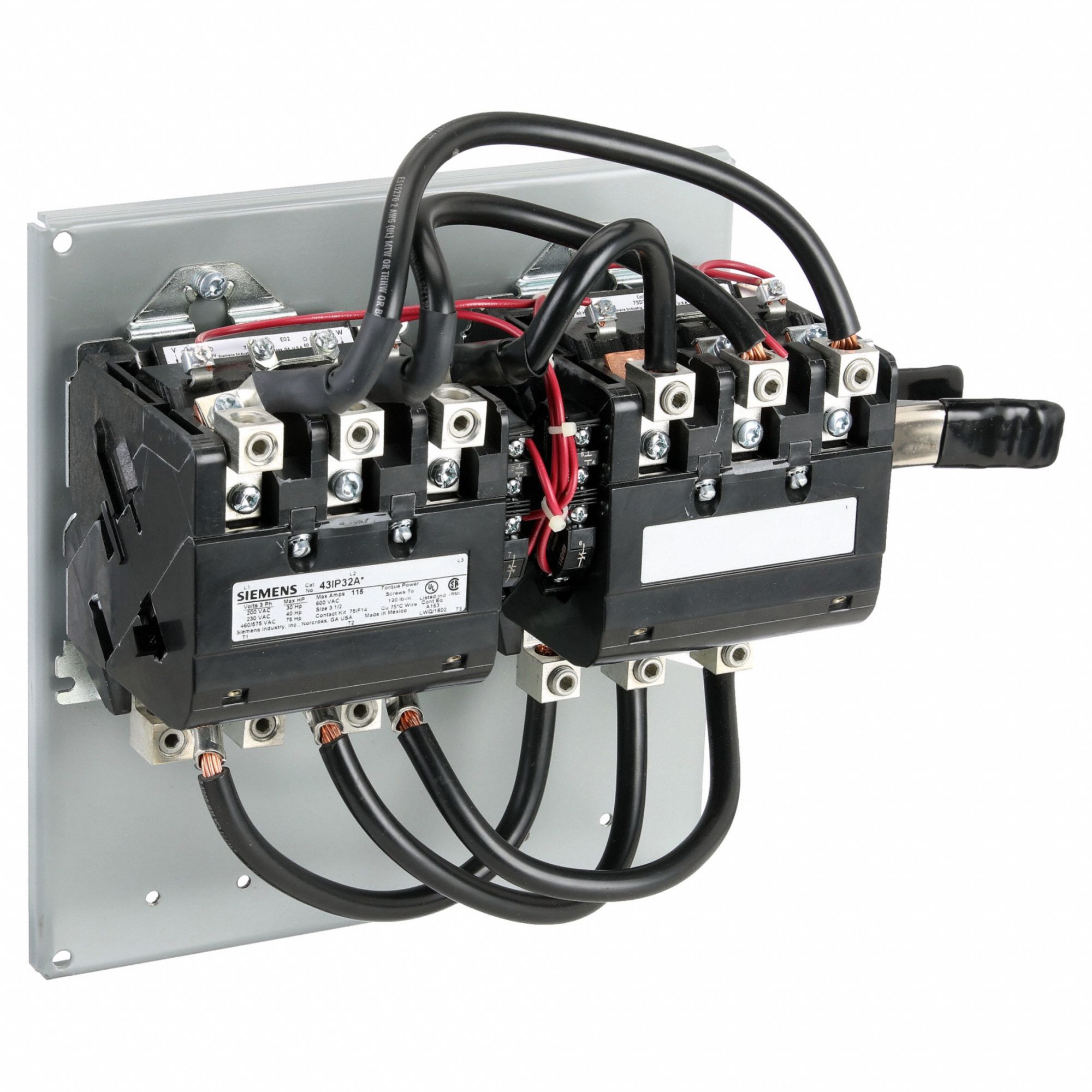 NEMA Magnetic Contactor: Reversing, 3 Poles, NEMA Size 3-1/2, 115 A