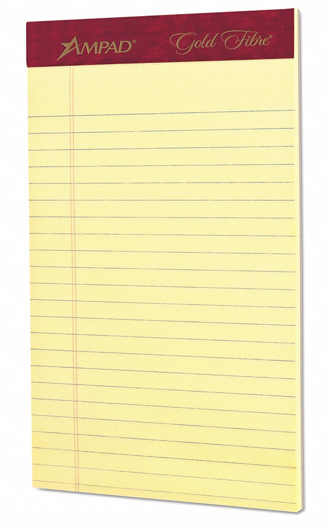 Perforated Legal Pad, 8"X5", Canary, PK12