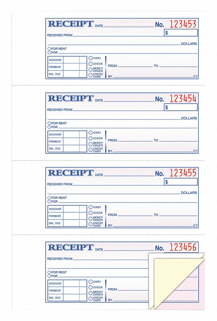 Money/Rent Receipt Book 3-Part