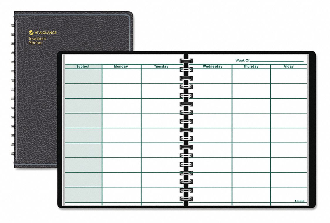 ATAGLANCE Teachers Planner Book, Black 44NP92801550507 Grainger