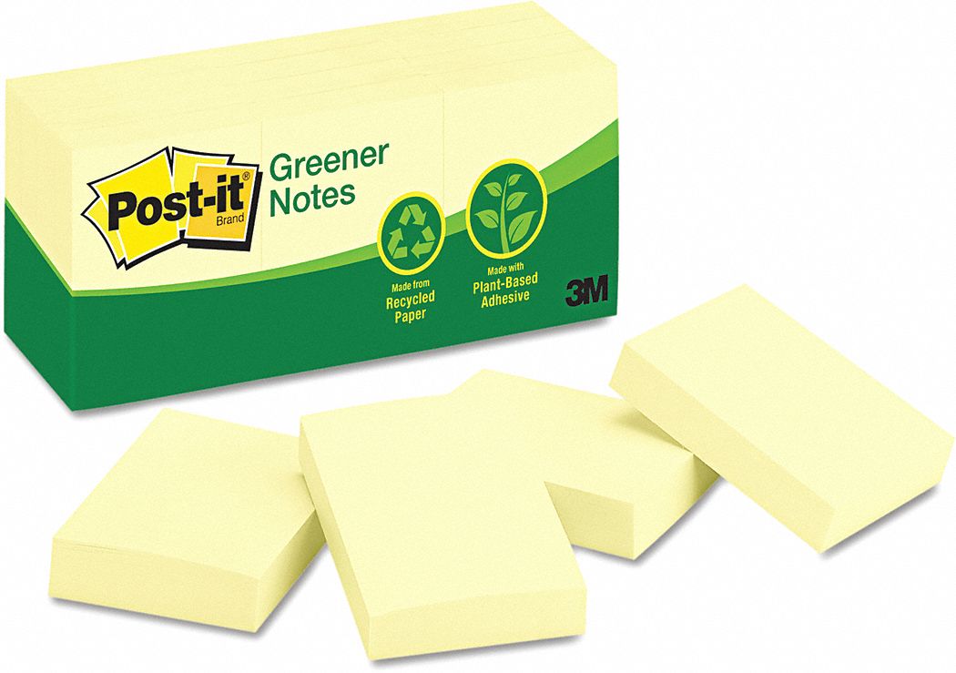 POSTIT, Note,PostIt,1.5"X2",Yellow,Recycl,PK12 44NZ60653RPYW
