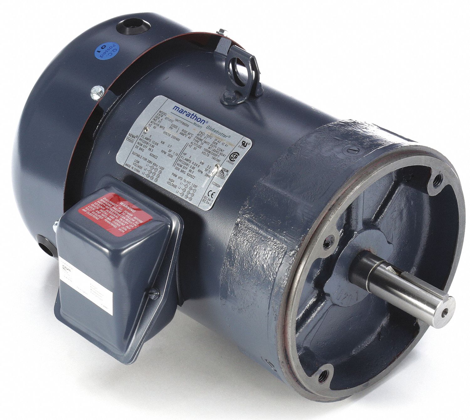 General Purpose Motor: Totally Enclosed Fan Cooled, C-Face Mount, 5 HP, 230/460V AC