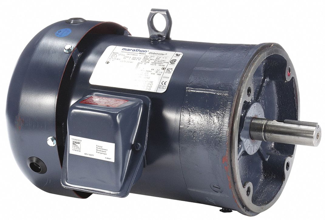General Purpose Motor: Totally Enclosed Fan Cooled, C-Face Mount, 5 HP, 230/460V AC