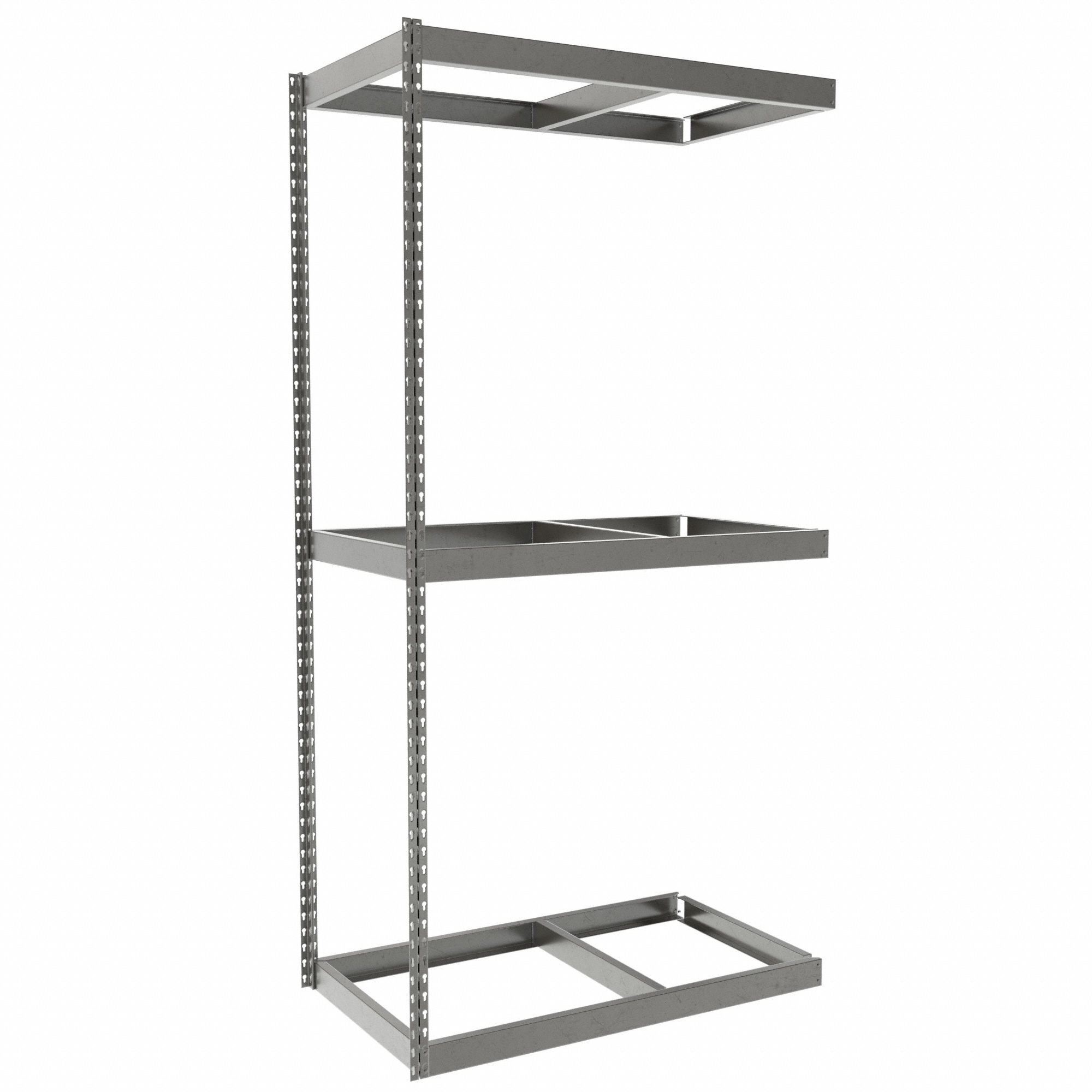Boltless Shelving: Add-On, Heavy-Duty, 42 in x 24 in, 84 in Overall Ht, 3 Shelves