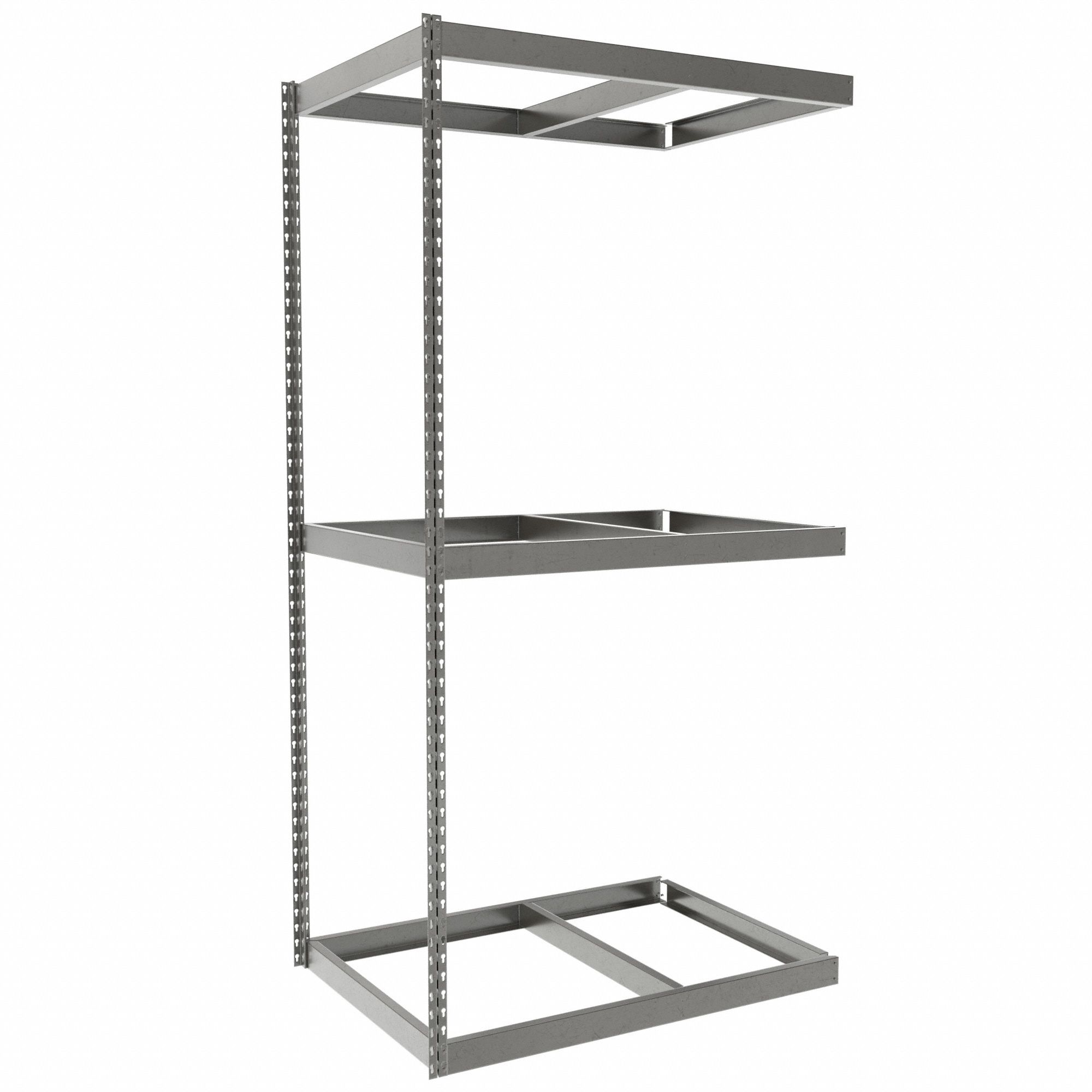 Boltless Shelving: Add-On, Heavy-Duty, 42 in x 30 in, 84 in Overall Ht, 3 Shelves