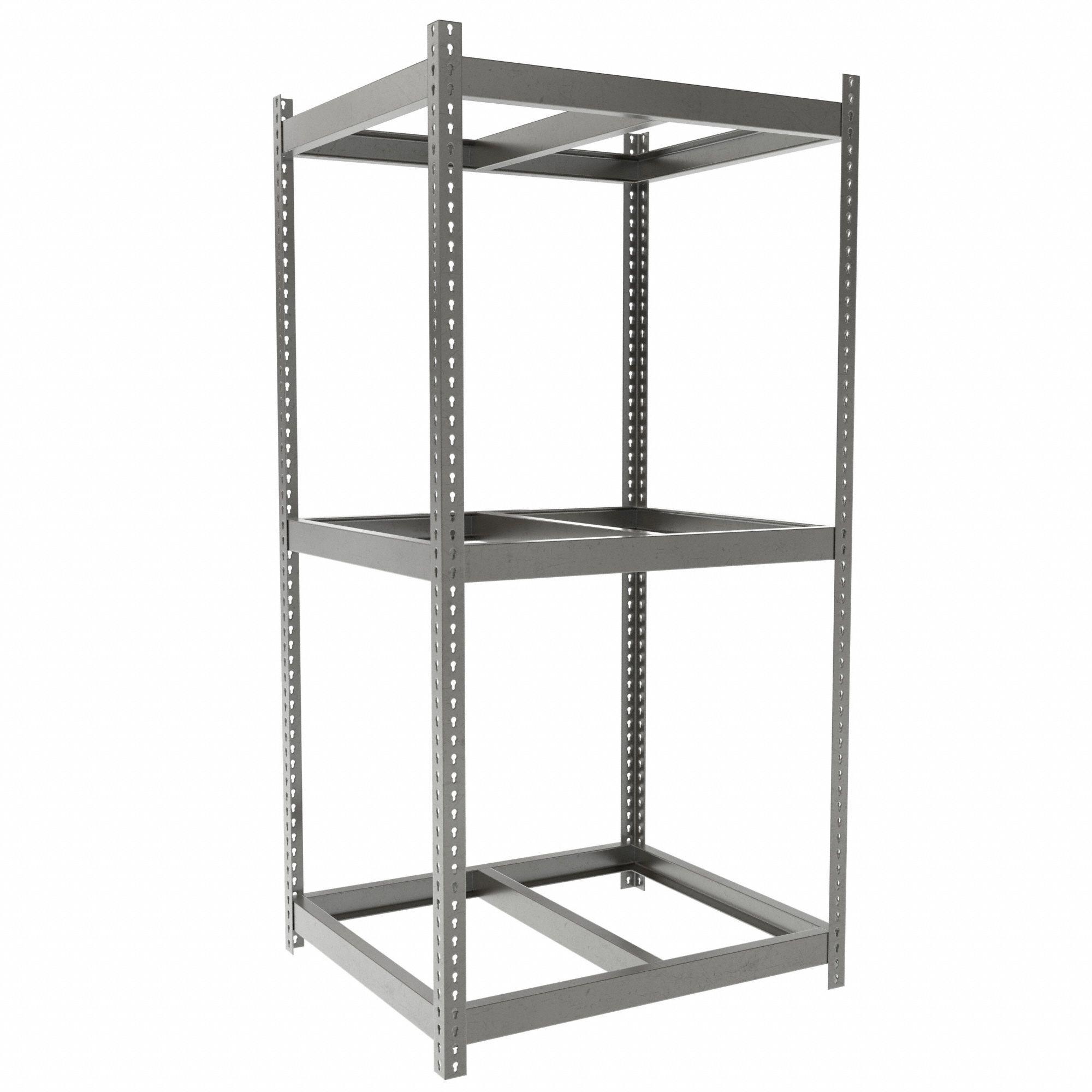 Boltless Shelving: Starter, Heavy-Duty, 42 in x 36 in, 84 in Overall Ht, 3 Shelves, Open