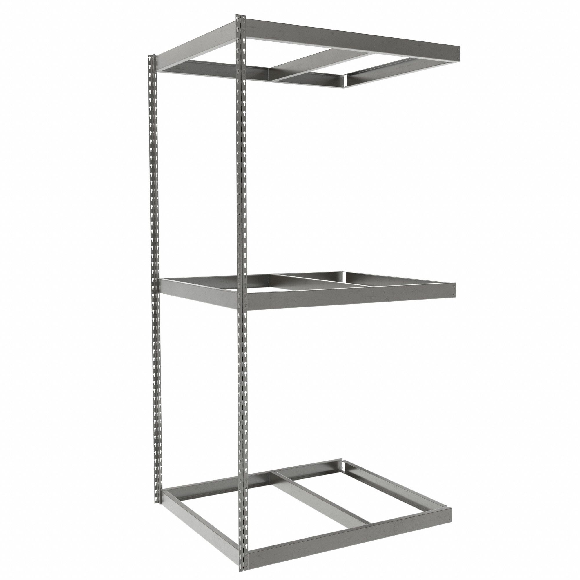 Boltless Shelving: Add-On, Heavy-Duty, 42 in x 36 in, 84 in Overall Ht, 3 Shelves