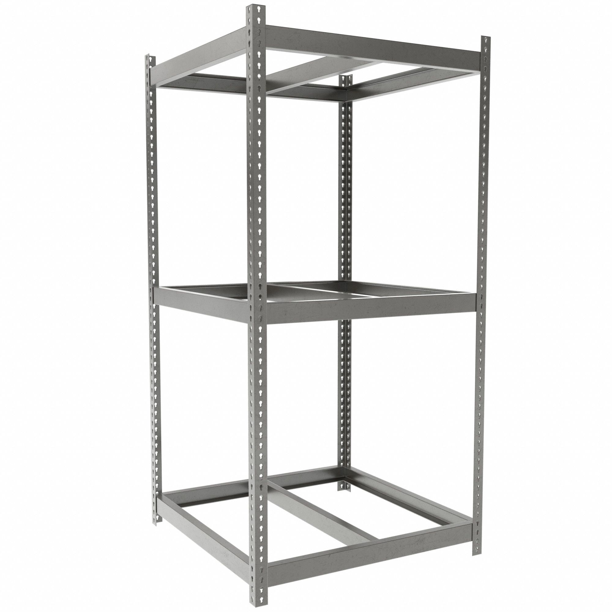 Boltless Shelving: Starter, Heavy-Duty, 42 in x 42 in, 84 in Overall Ht, 3 Shelves, Open