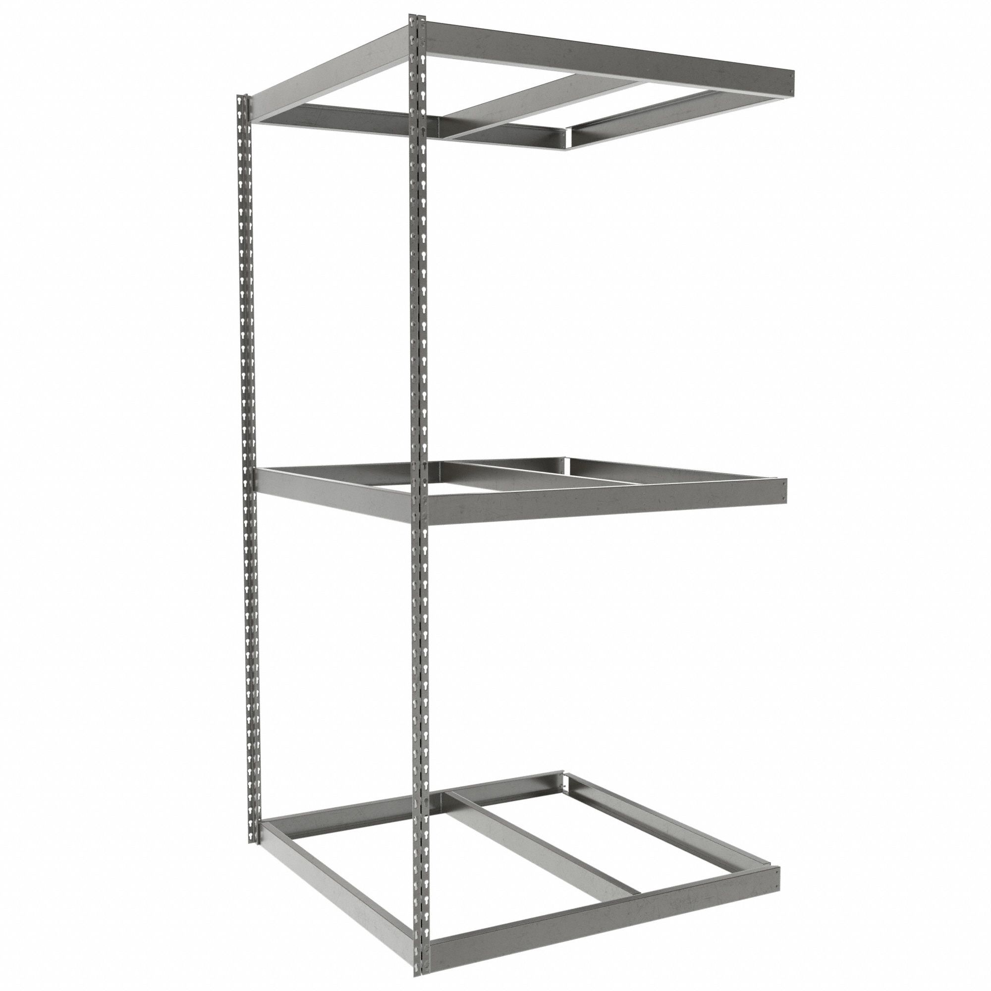 Boltless Shelving: Add-On, Heavy-Duty, 42 in x 42 in, 84 in Overall Ht, 3 Shelves