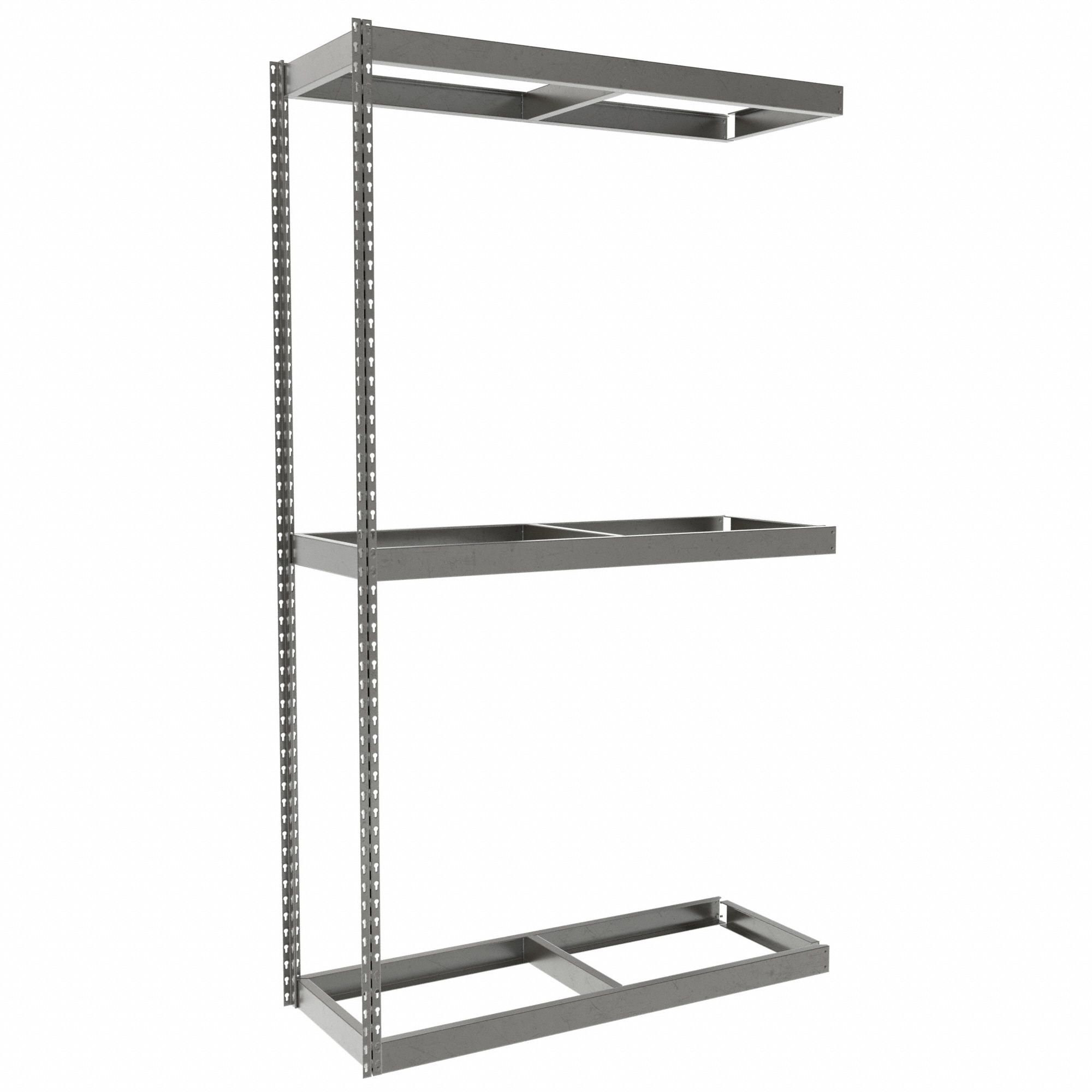 Boltless Shelving: Add-On, Heavy-Duty, 48 in x 18 in, 84 in Overall Ht, 3 Shelves