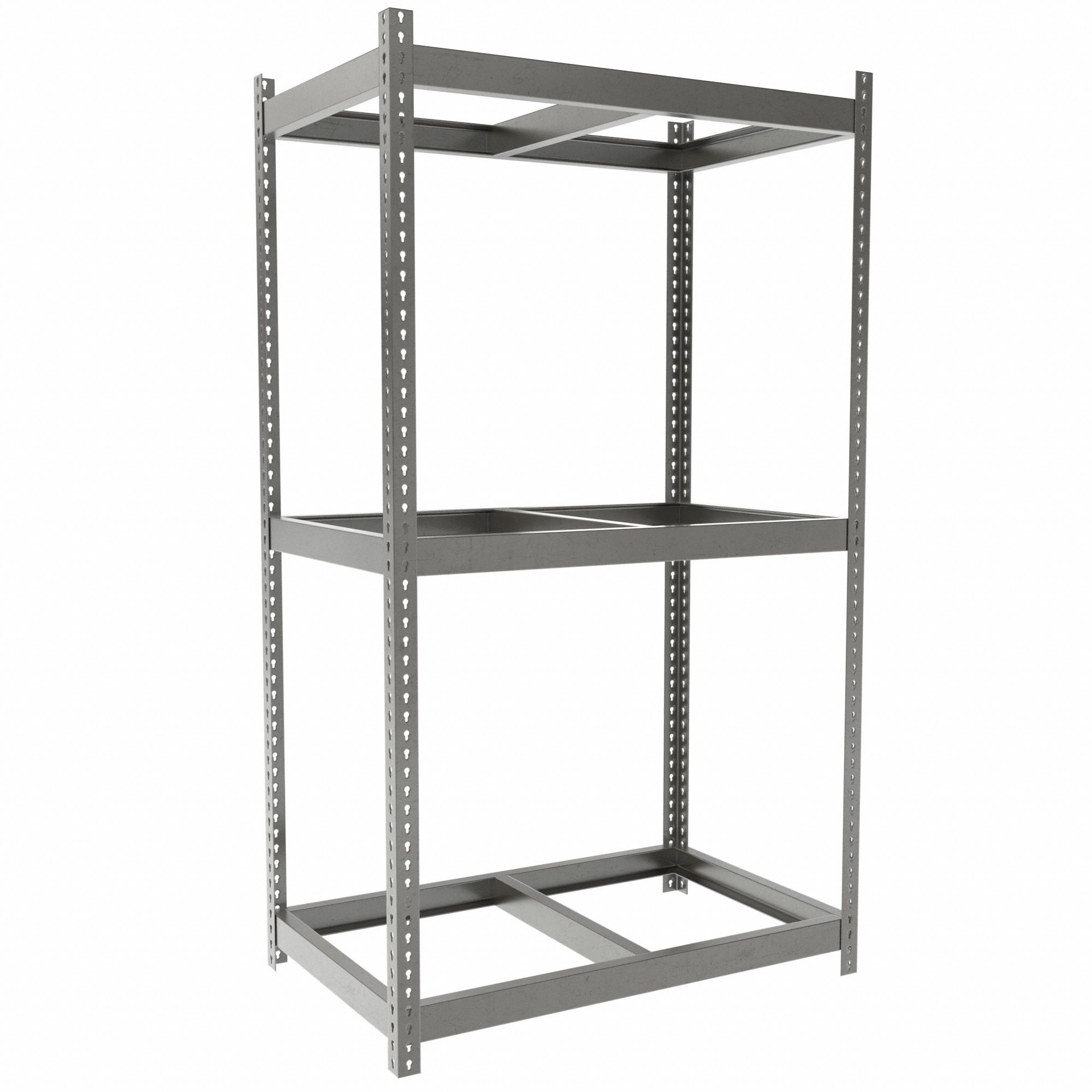 Boltless Shelving: Starter, Heavy-Duty, 48 in x 30 in, 84 in Overall Ht, 3 Shelves, Open