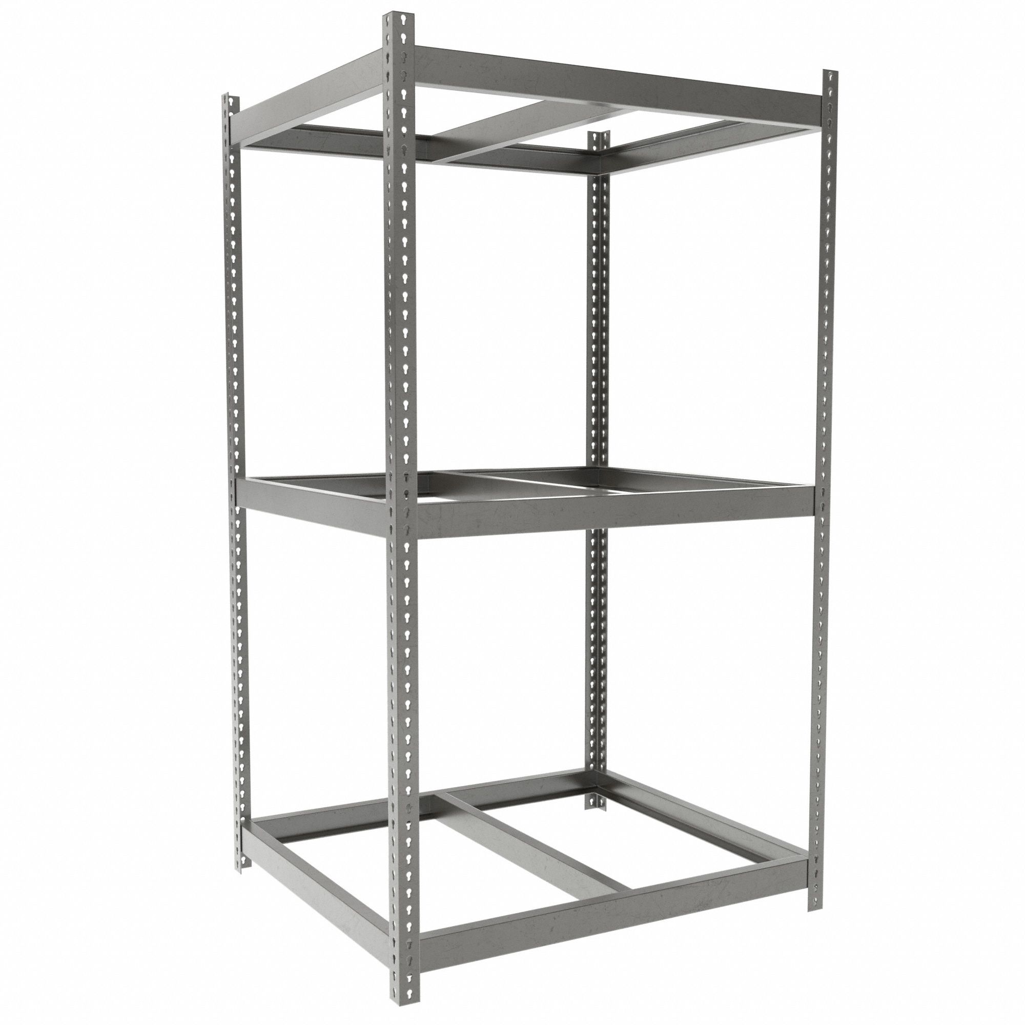 Boltless Shelving: Starter, Heavy-Duty, 48 in x 42 in, 84 in Overall Ht, 3 Shelves, Open