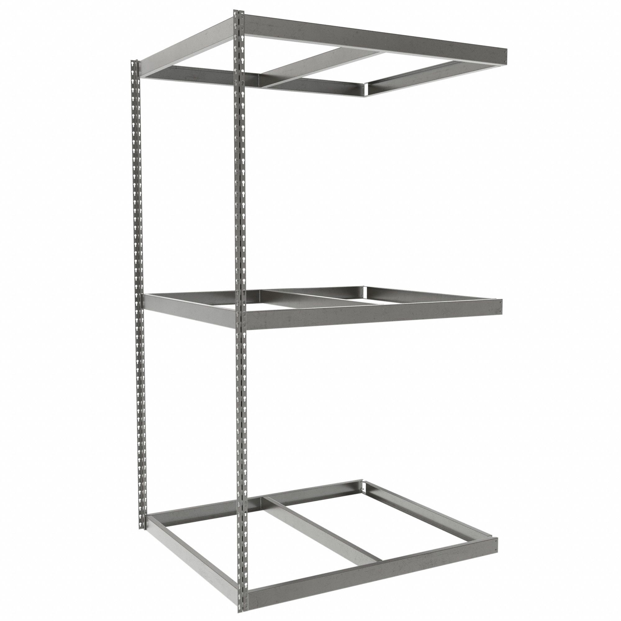 Boltless Shelving: Add-On, Heavy-Duty, 48 in x 42 in, 84 in Overall Ht, 3 Shelves