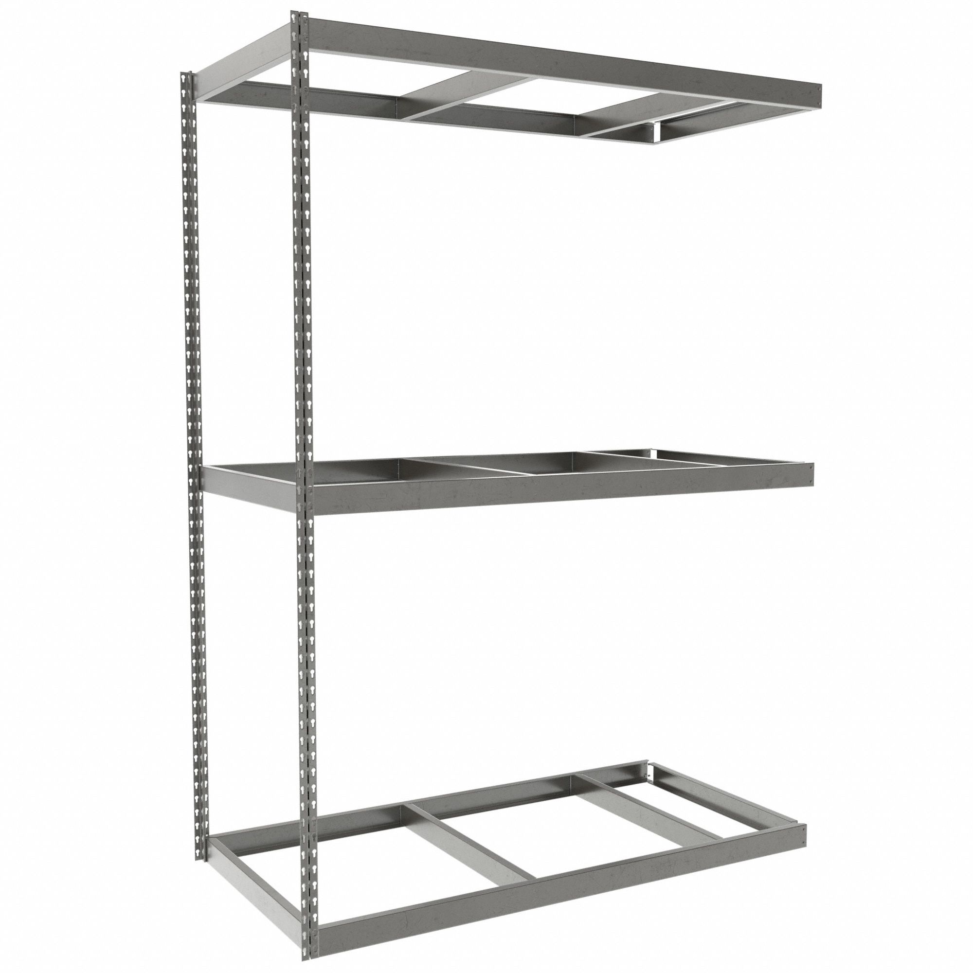 Boltless Shelving: Add-On, Heavy-Duty, 60 in x 30 in, 84 in Overall Ht, 3 Shelves