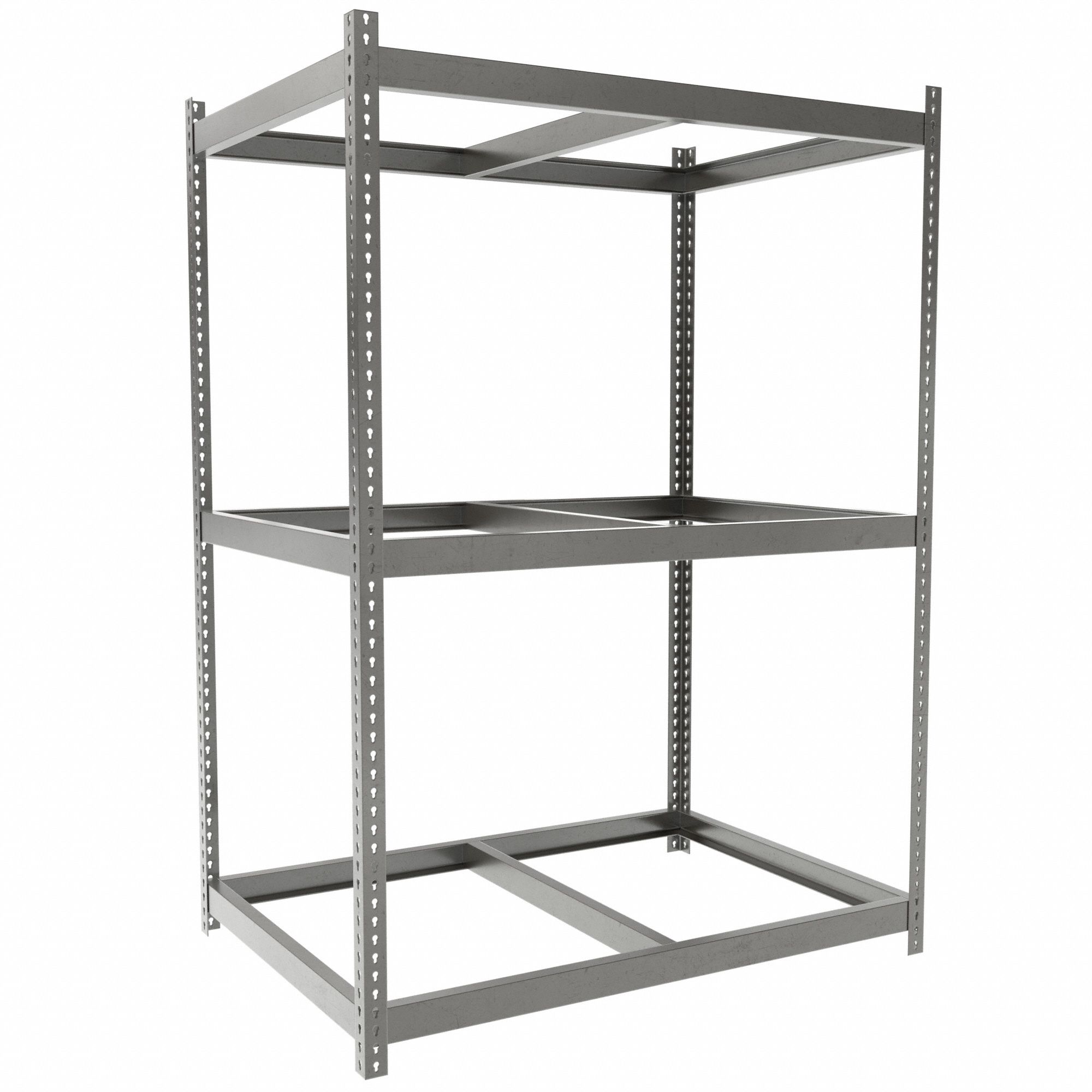Boltless Shelving: Starter, Heavy-Duty, 60 in x 42 in, 84 in Overall Ht, 3 Shelves, Open