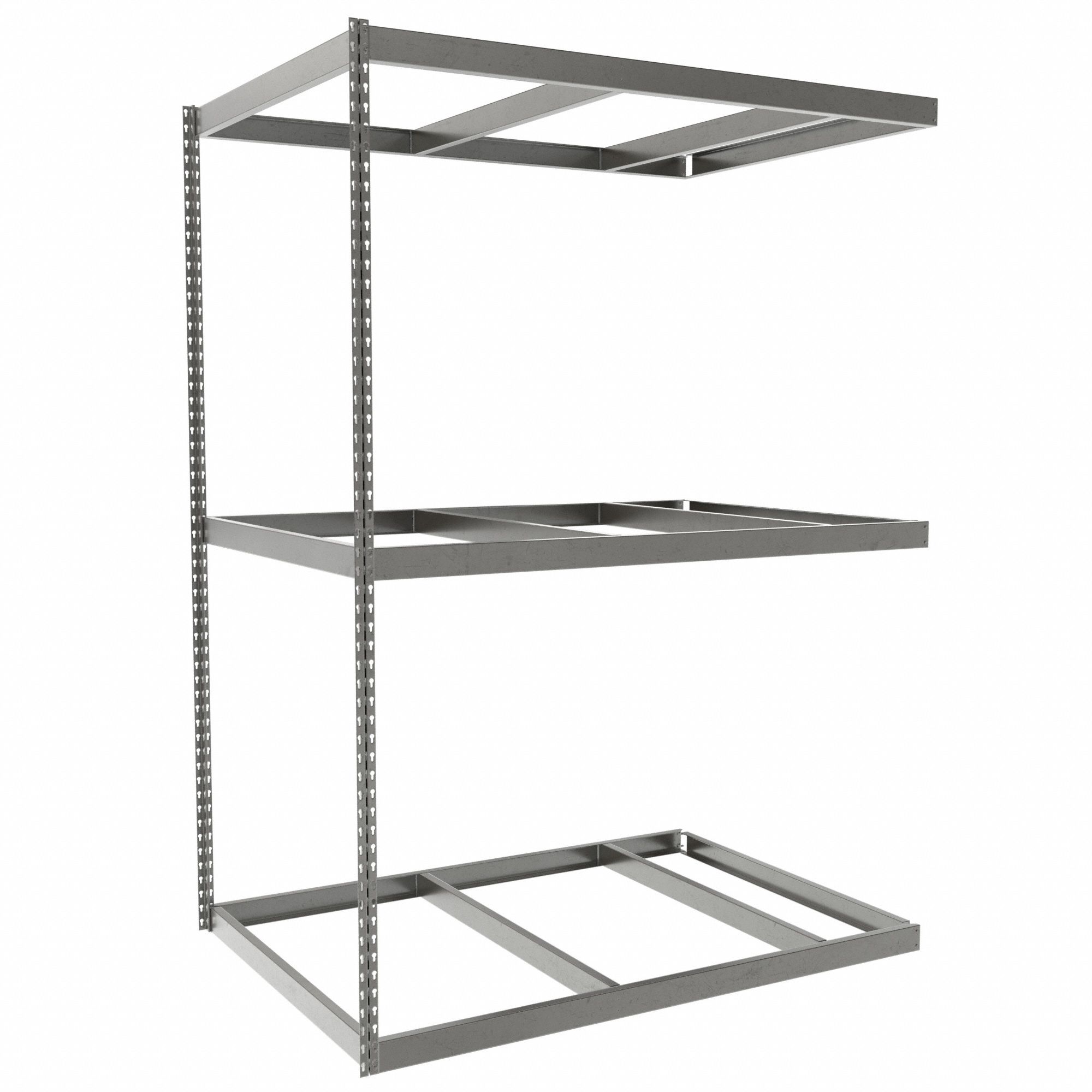 Boltless Shelving: Add-On, Heavy-Duty, 60 in x 42 in, 84 in Overall Ht, 3 Shelves