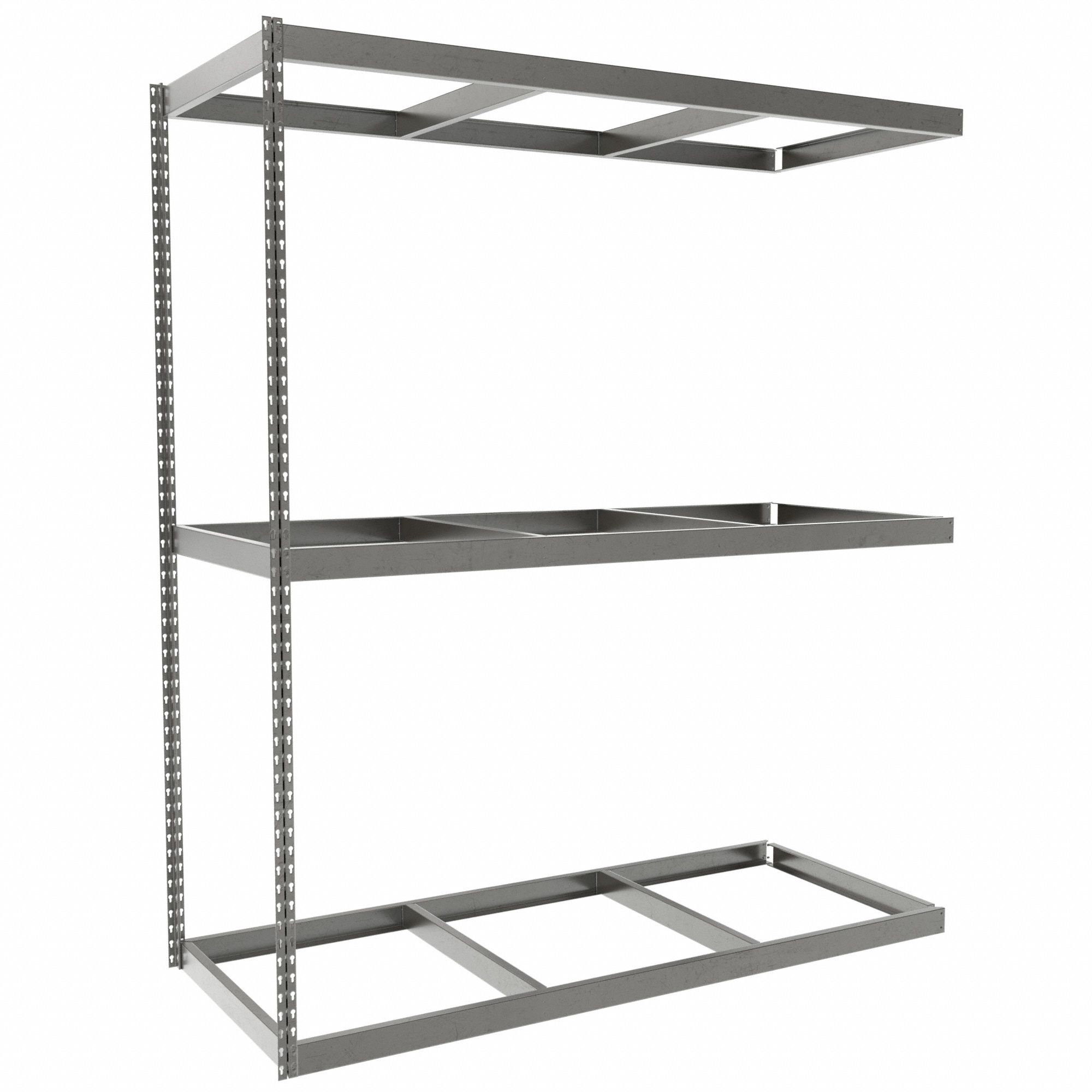 Boltless Shelving: Add-On, Heavy-Duty, 72 in x 30 in, 84 in Overall Ht, 3 Shelves