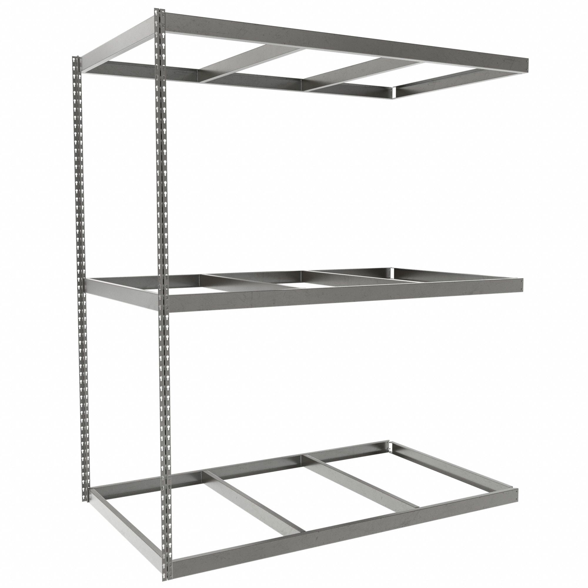 Boltless Shelving: Add-On, Heavy-Duty, 72 in x 42 in, 84 in Overall Ht, 3 Shelves