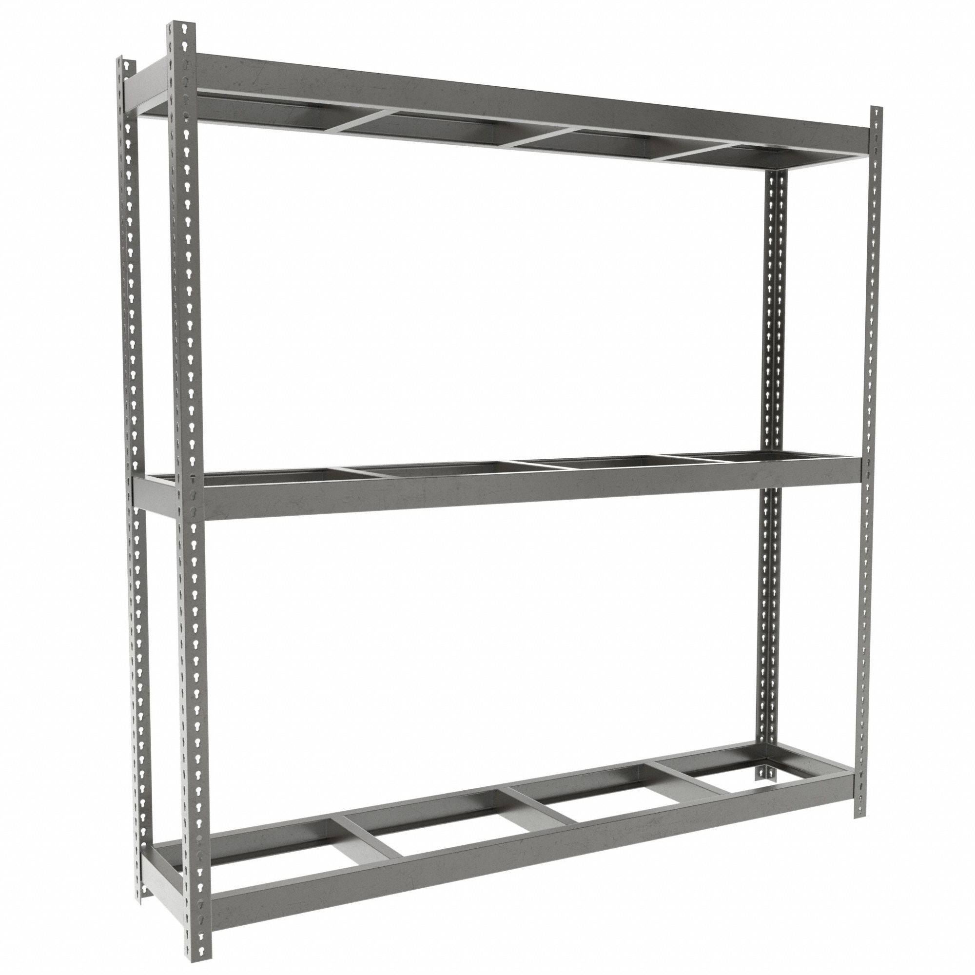 Boltless Shelving: Starter, Heavy-Duty, 84 in x 18 in, 84 in Overall Ht, 3 Shelves, Open