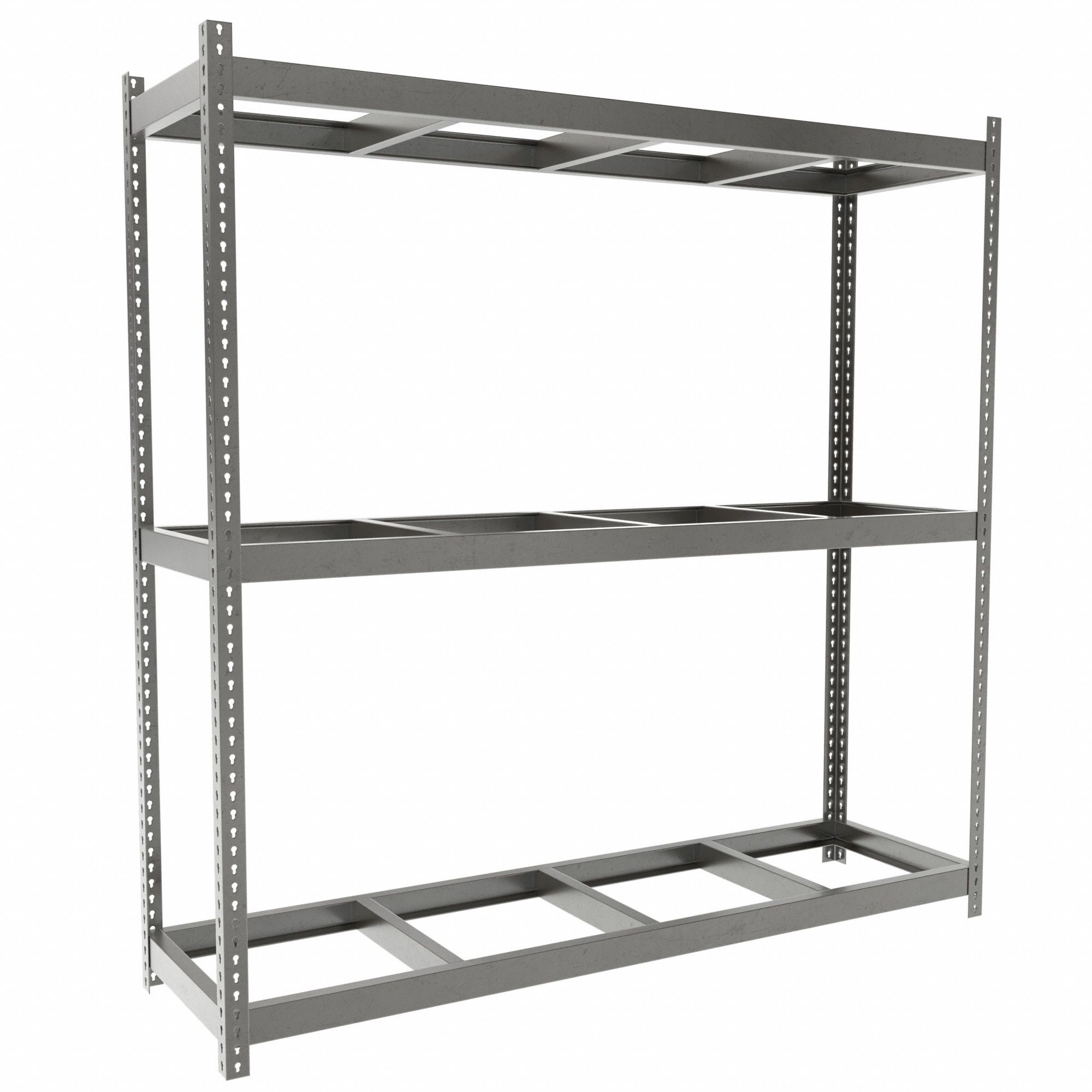 Boltless Shelving: Starter, Heavy-Duty, 84 in x 24 in, 84 in Overall Ht, 3 Shelves, Open