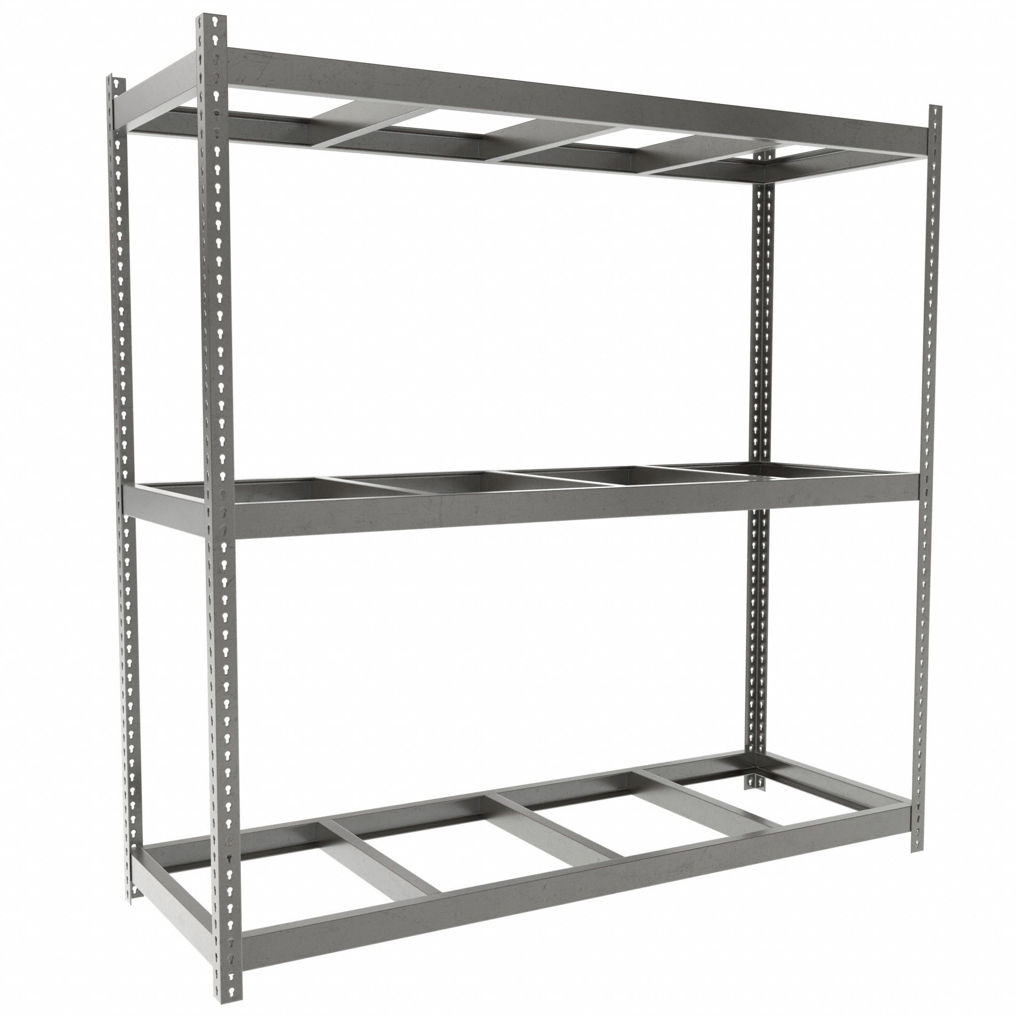 Boltless Shelving: Starter, Heavy-Duty, 84 in x 30 in, 84 in Overall Ht, 3 Shelves, Open