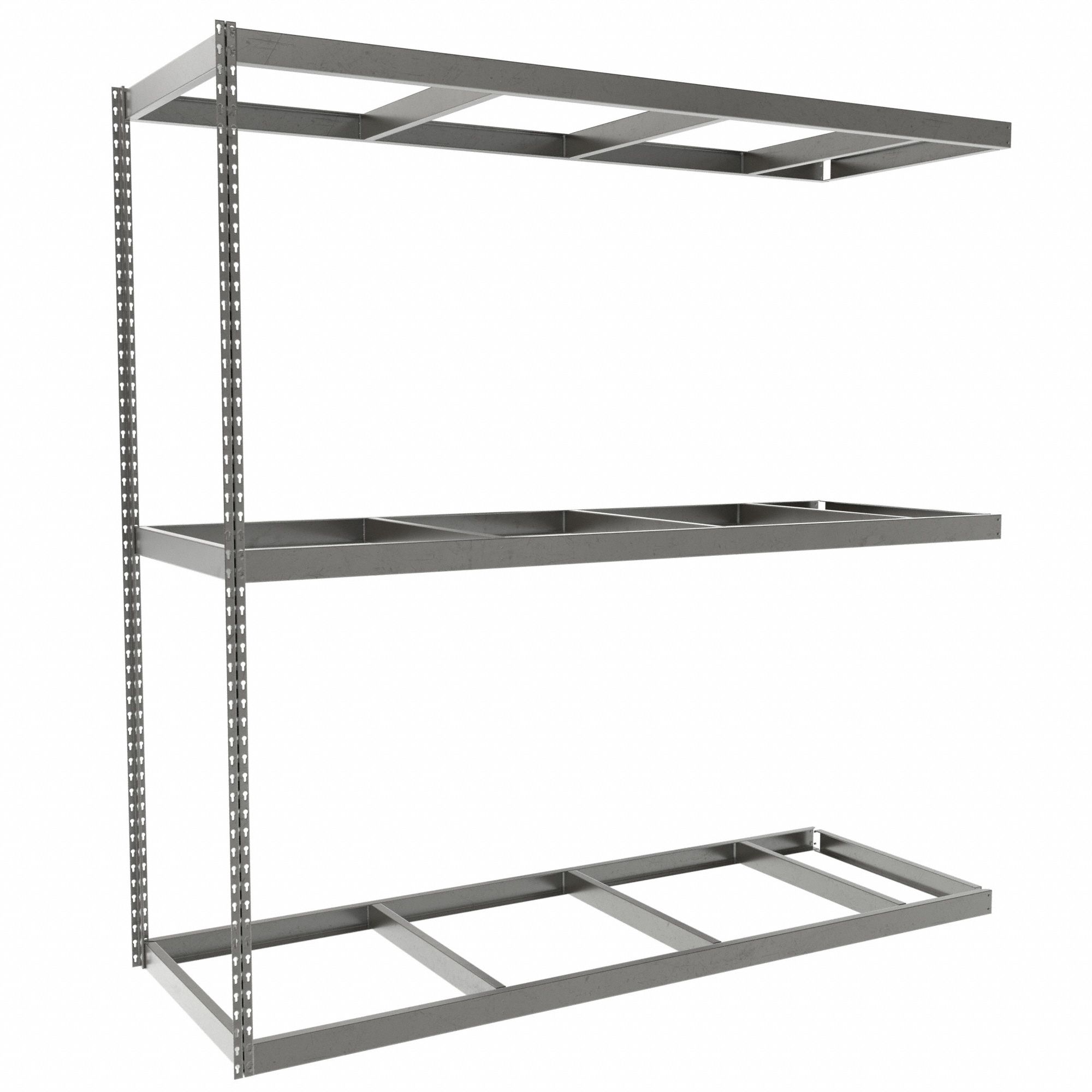 Boltless Shelving: Add-On, Heavy-Duty, 84 in x 30 in, 84 in Overall Ht, 3 Shelves