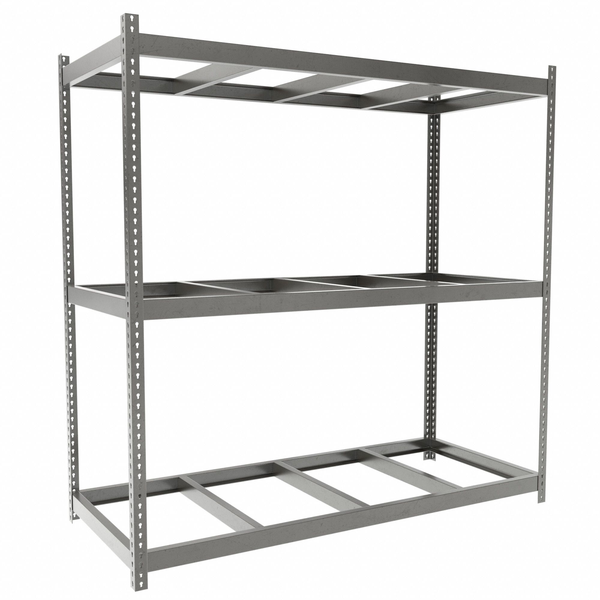 Boltless Shelving: Starter, Heavy-Duty, 84 in x 36 in, 84 in Overall Ht, 3 Shelves, Open