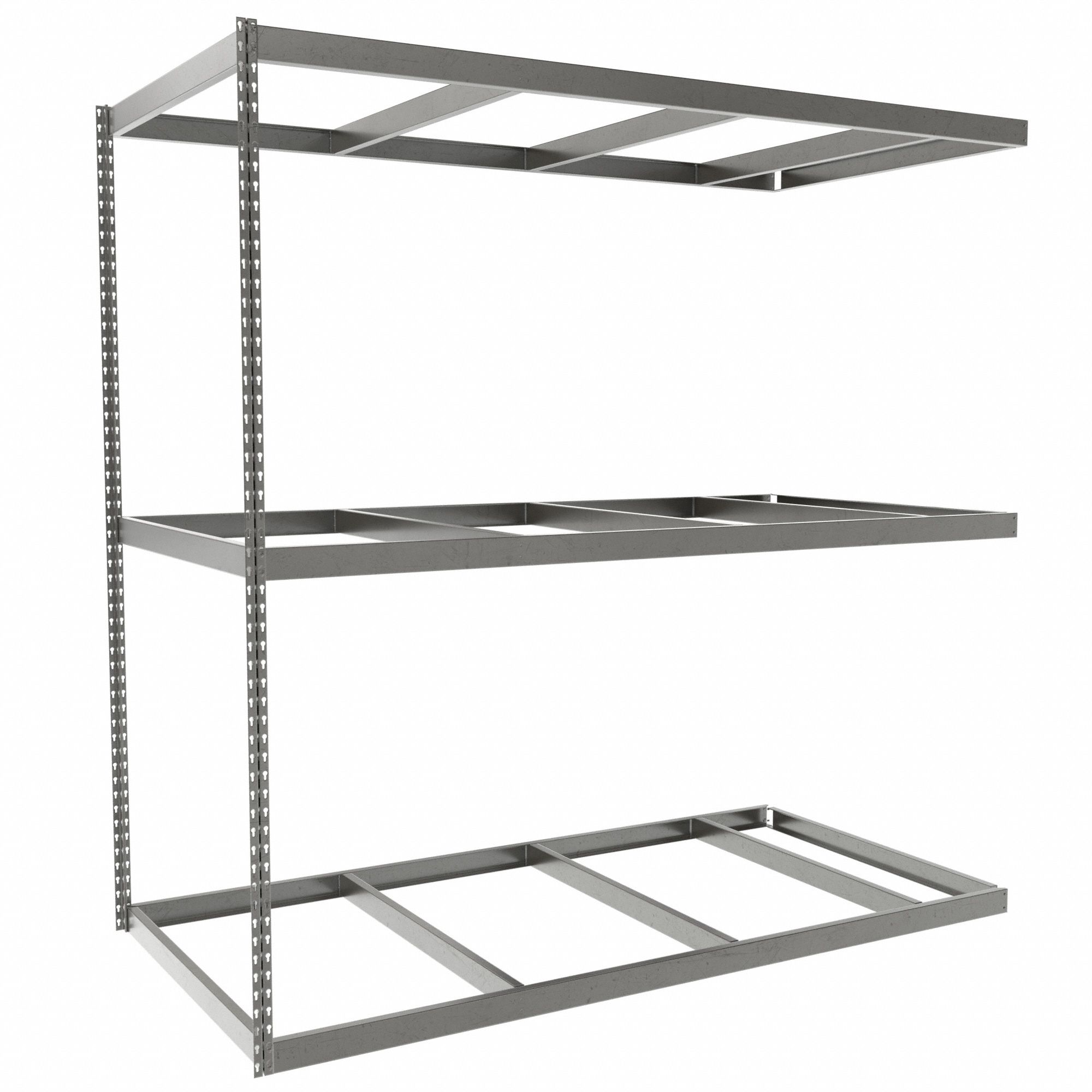 Boltless Shelving: Add-On, Heavy-Duty, 84 in x 42 in, 84 in Overall Ht, 3 Shelves
