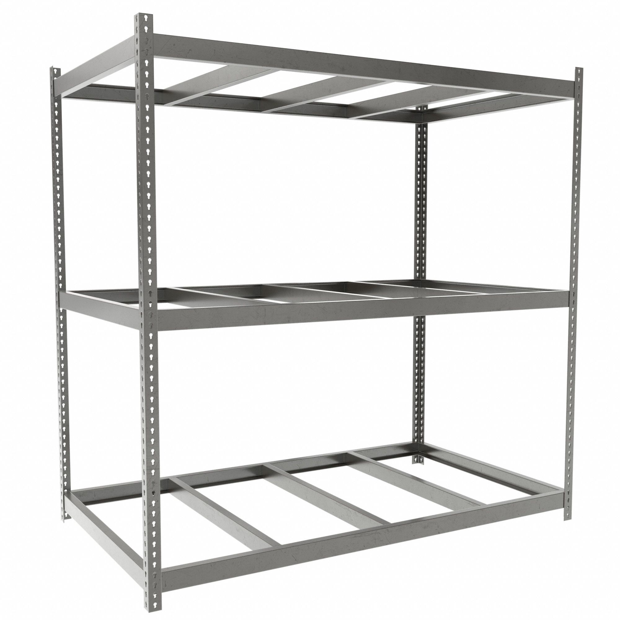 Boltless Shelving: Starter, Heavy-Duty, 84 in x 48 in, 84 in Overall Ht, 3 Shelves, Open