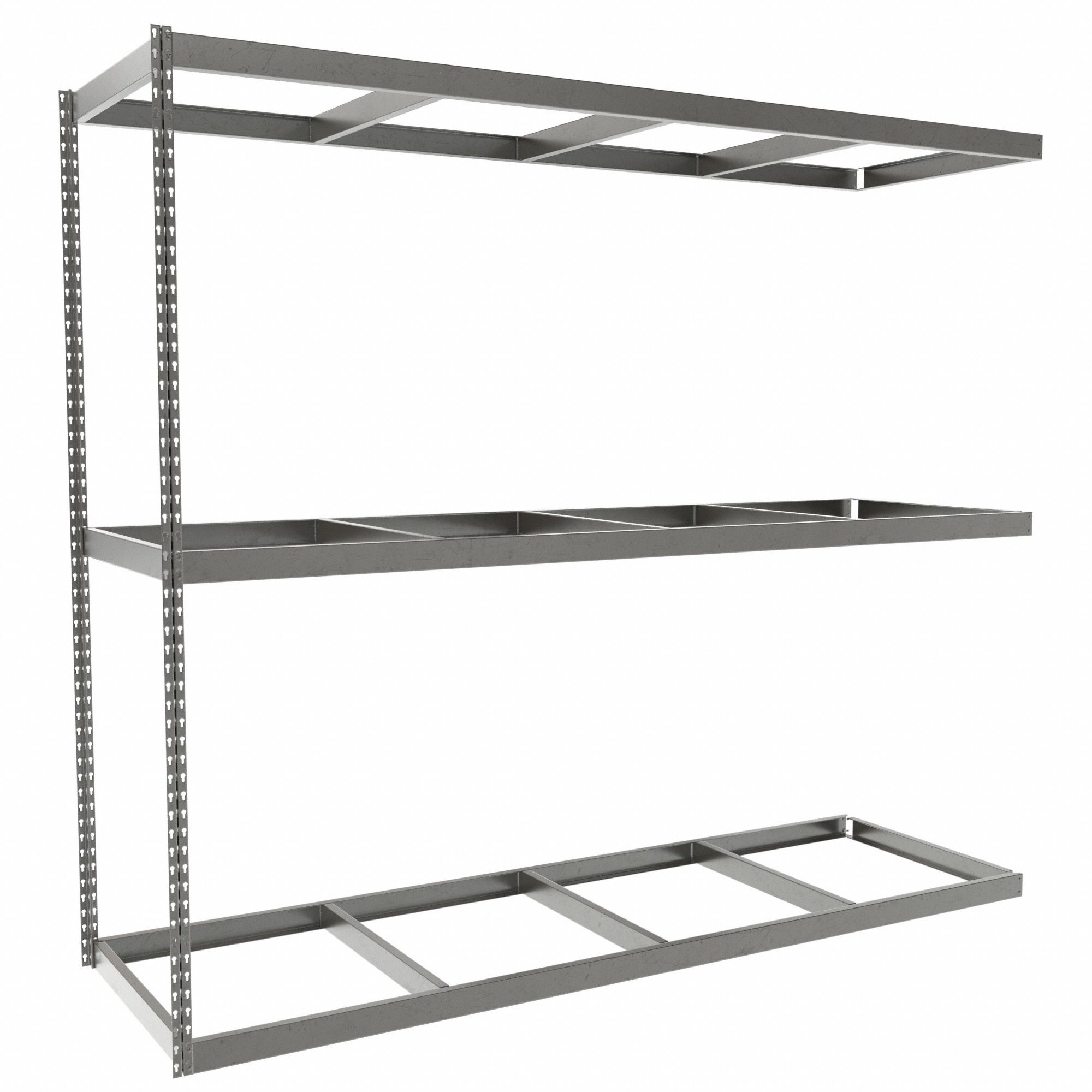 Boltless Shelving: Add-On, Heavy-Duty, 96 in x 30 in, 84 in Overall Ht, 3 Shelves