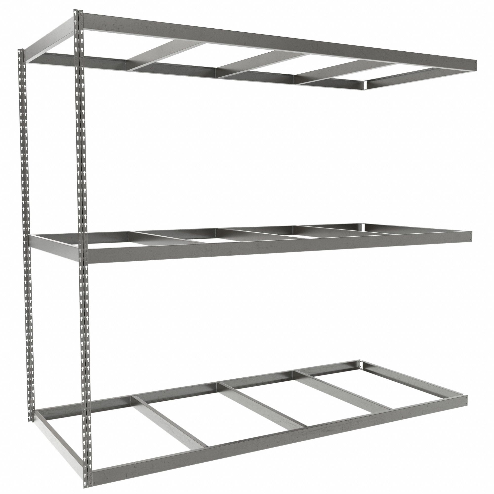Boltless Shelving: Add-On, Heavy-Duty, 96 in x 42 in, 84 in Overall Ht, 3 Shelves