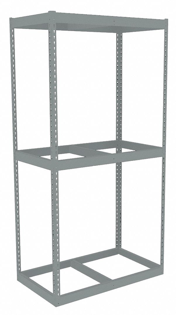 Boltless Shelving: Starter, Heavy-Duty, 42 in x 24 in, 84 in Overall Ht, 3 Shelves, Open