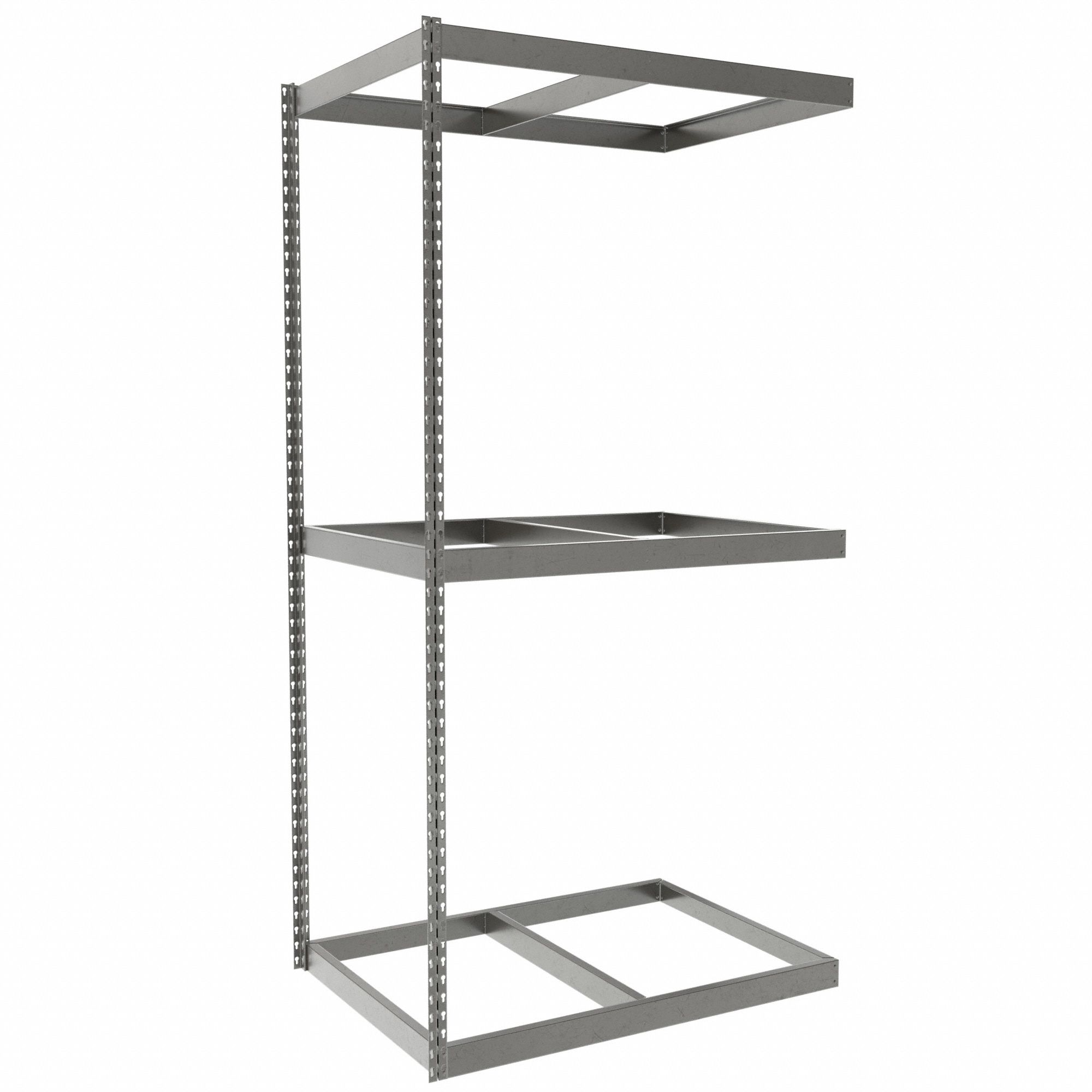Boltless Shelving: Add-On, Heavy-Duty, 42 in x 30 in, 84 in Overall Ht, 3 Shelves